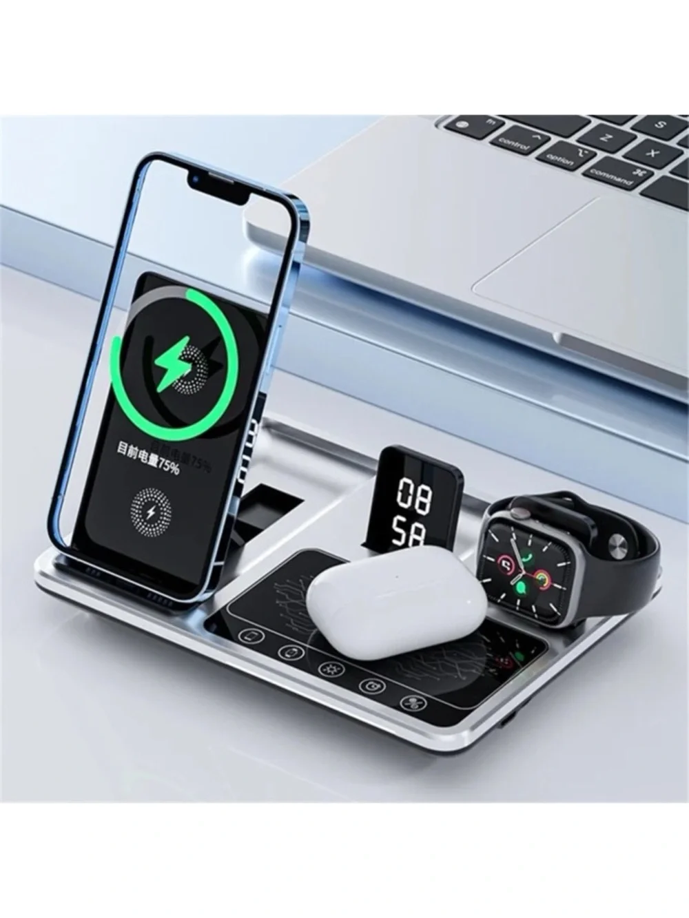 4-in-1 Wireless Charging Station Fast Charger iPhone AirPods Watch